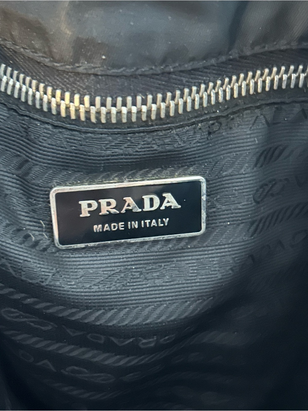 Vintage Prada Tessuto Nylon Belt Tote Bag Black Silver Hardware Italy w/ COA - Picture 12 of 16
